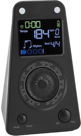 Luocute Digitales Metronom, 10 Integrierte Beat-Töne mit Tapping-Speed-Funktion und BT-Lautsprecher, für Klavier, Gitarre, Violine, Ukulele, Trommel und Alle Instrumente (BLACK)