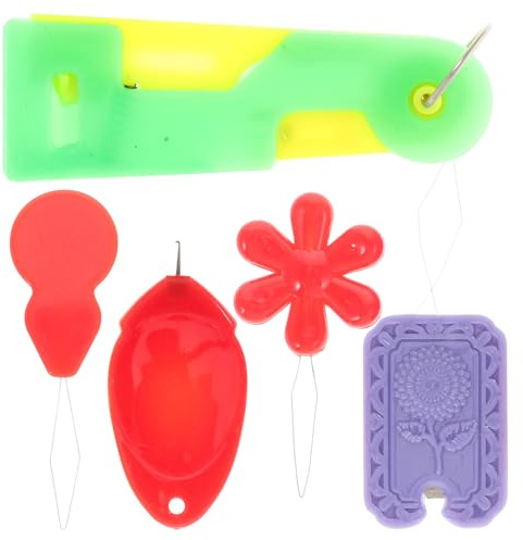 DOITOOL Strumento per Infilare Ago da Cucito 5 Pezzi in Plastica Modelli a Pollice, Fiore e Quadrato, Facile da Usare per Progetti di Cucito Manuale a Macchina Colore Casuale