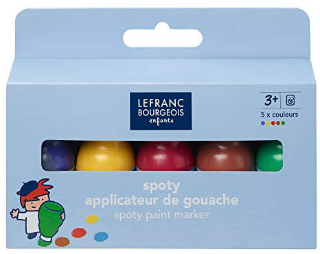Lefranc Bourgeois 807251 Kindermalstift - Spoty Set, 5 Farben in 70 ml Stiften - in ergonomischen Kinderstiften