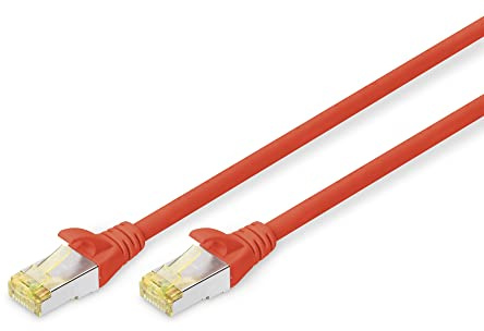 DIGITUS LAN Cable Cat 6A – 10 m – S/FTP Shielded – 10 Gbps – 500 MHz – PoE++ – AWG 26/7 – LSZH – RJ45 Network Cable – Compatible with Cat6 and Cat7 – Red | 10Gbit/s - PoE++ - AWG 27/7 - LSZH - RJ45 Network Cable - Compatible with Cat 6 and Cat 7
