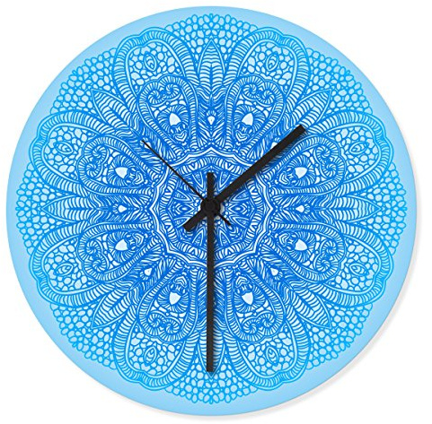Wandkings Wanduhr mit farbenfrohen Motiven - Wähle ein Motiv - Henna Muster Blau