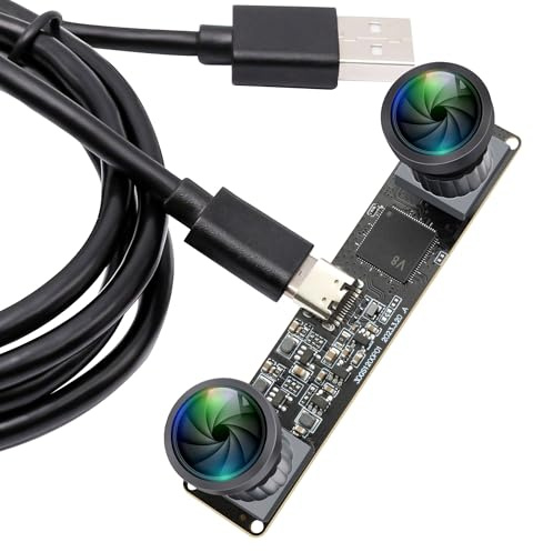 ELP 3D Stereo USB Camera 120 fps Global Shutter 120° No Distortion Sync Dual Lens 3200x1200 3D Video Camera for PC, Mac, Linux, Windows