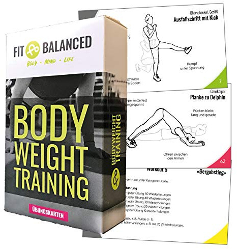 Bodyweight Trainingskarten, komplette Workouts gestalten, Fitness für den ganzen Körper, Sport zuhause (+ jede Übung als Video)
