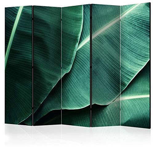 decomonkey Paravent Raumteiler Innen Blumen 225x172 cm 5 Teilig Beidseitig Room Divider Wall Raumteiler Stehend Trennwand Sichtschutz Spanische Wand Sichtschutzwand Wohnzimmer Holz Pflanzen