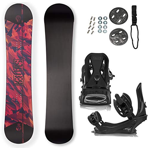 STAUBER Matte Summit Snowboard & Binding Package Sizes 128, 133, 138, 143, 148,153,158, & 161- Best All Terrain, Twin Directional, Hybrid Profile - Adjustable Bindings - Designed for All Levels 143