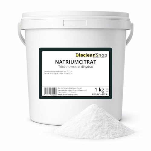 DIACLEANSHOP Natriumcitrat Pulver 1kg Trinatriumcitrat E331 | Ideal als Säuerungsmittel Säureregulator Lebensmittelzusatzstoff E331