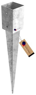 GeZu Impex Supporto per Pali 91 x 91 x 900 mm Zincato a Caldo Ancoraggio a Terra per Pali Supporto per Recinzione con Ancoraggio a Terra