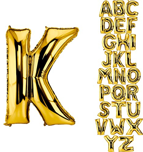 DekoRex Folienballon Gold 82cm Luftballon Geburtstag Hochzeit Deko (Buchstabe K)