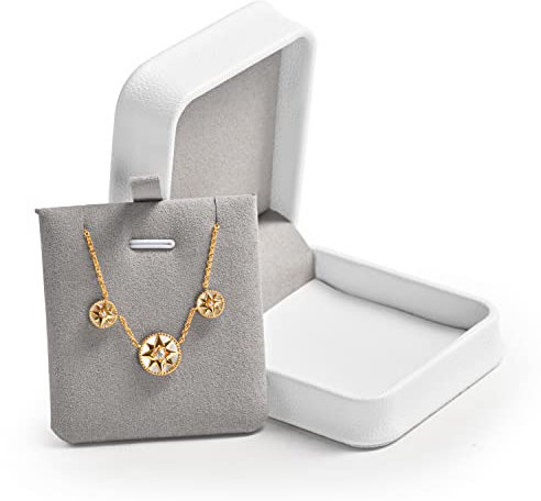 Oirlv Weiße Schmuckschatulle PU-Leder Geschenkschatulle Zähler Display Schmuck Aufbewahrungsbox Vorschlag Jahrestag Schmuck Display (Pendelbox)