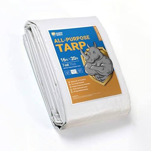 GUARD SHIELD White Tarp 16x20 Feet Medium Duty All Purpose Poly Tarps Cover 7mil