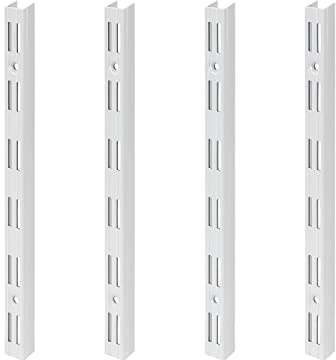 siwitec Wandschienen zweireihig in Weiss für Regalsysteme, 1500 x 50 mm Wandschienen im 4er-Set
