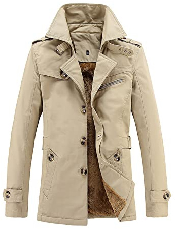 Cappotto Uomo Inverno Cappotto Uomo Economico Autunno e Inverno Cappotti Uomo Tinta unita Collo Rabattu Giacca abbottonata Manica Lunga Giacche Calde con Abbottonatura Semplice, cachi., 3XL, Caban