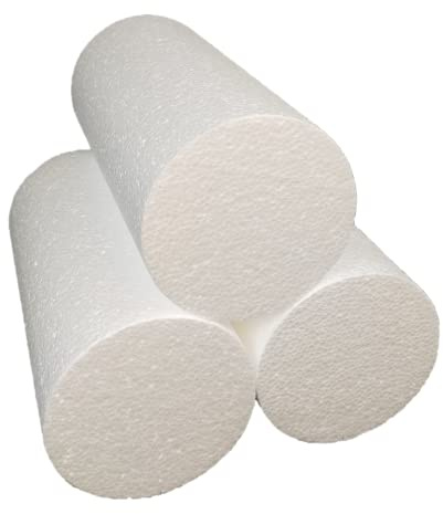 DecoPorex 3er Set Styropor-Zylinder Ø10 x 20 cm – Bastelzylinder aus expandiertem Polystyrol – Weißer Schaumstoff für DIY, Dekoration, Schule & Modellbau