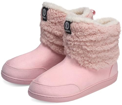 GURGER Husstövlar herr dam ull plyschfodrade stugskor tofflor varm fast sula, ROSA, 38/39 EU