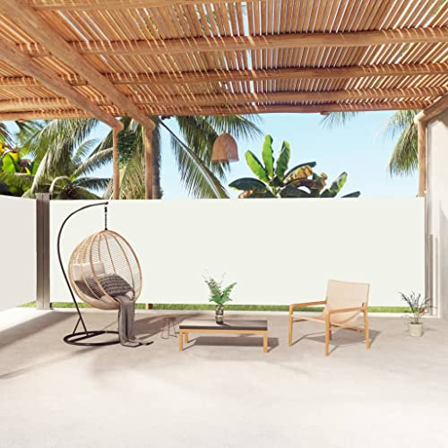 HOMIUSE 180x1000 cm Balkon Sichtschutz Seitenmarkise Sichtschutz Terrasse BalkonfäCher Markise Balkon Sonnenschutz Balkon Windschutz Ohne Bohren Creme