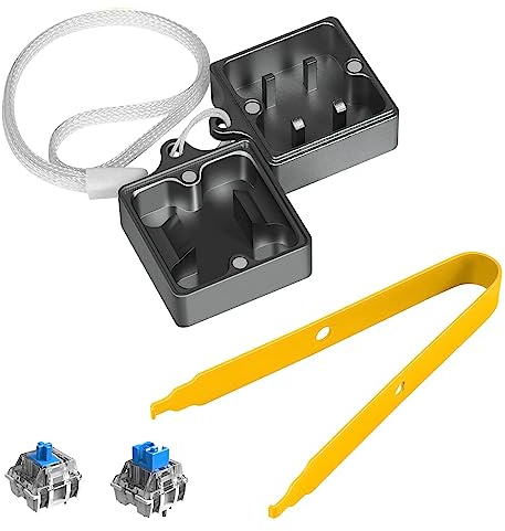LexonElec Schalteröffner-Set, Schalter Abzieher, Switch Opener aus Aluminium für Cherry MX/Gateron/Kailh Box/Outemu/Akko und Panda Switches Mechanische Gaming-Tastatur mit Metallmagnet - Grau/Gelb
