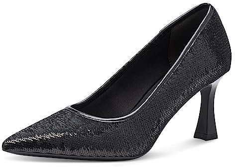 Tamaris Escarpins végétaliens à Talons Aiguilles pour Femme, Noir, 37 EU