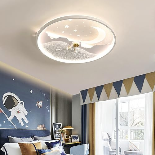 Lampara techo infantil Led Lámpara de Astronauta Galaxia 46W Lámpara de Techo Para Habitación Infantil, Estrellas Iluminación de techo Ø50cm (Modelo C)