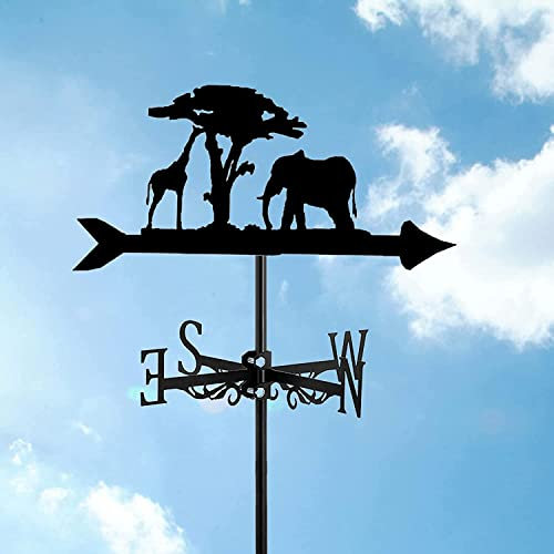 Girafe créative Animal Girafe éléphant décoration girouette en Acier Inoxydable Durable girouette extérieur Jardin Cour Toit girouettes