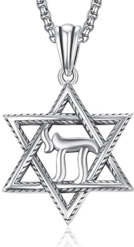 ADMETUS David stjärna kedja 925 sterlingsilver Davidsstjärna sexkantigt hänge Estrella de David smycken presenter för män med 50 cm + 50 cm kedja, Sterlingsilver, Ingen ädelsten