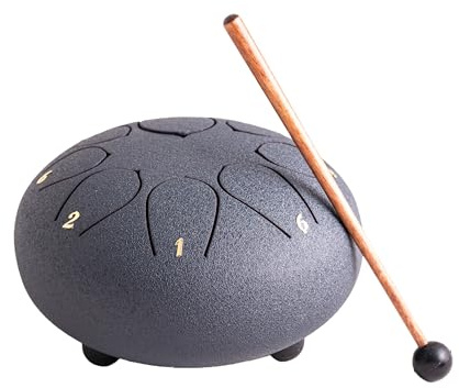 NKlaus Steeldrum C-Dur 6 Zoll 8 Töne Zungentrommel dunkelblau, 1 Stück | Durchmesser: 15cm; Höhe: 9cm; mit Zubehör und Aufbewahrungstasche