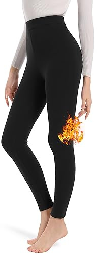 ACHTELEPHS Baumwoll Thermo Leggings mit Innenfleece, High Waist Gefütterte Leggings Winter Damen Thermoleggings