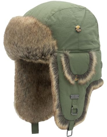 Alkaidstar Unisex Fliegermütze Rib Bomber Aviator Pilot Hat Faux Fellmütze Winter Russische Mütze Herren Bomber Hut Fliegermütze Erwachsenen Wintermütze Ohrenschützer