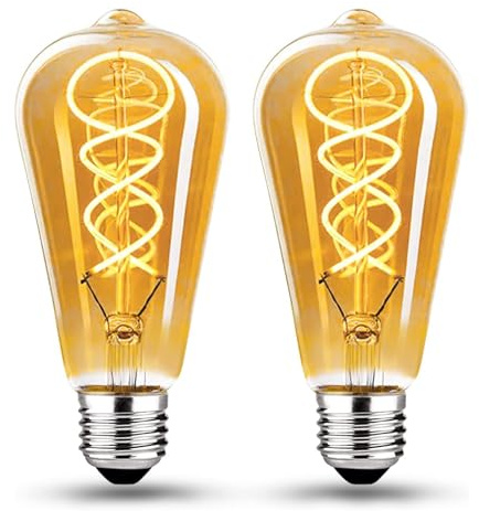 Edison Vintage Glühbirne E27, E27 LED Vintage Dimmbar 4W Retro Glühbirne LED Filament Lampe Warmweiß Ideal für Nostalgie und Retro Beleuchtung im Haus Café Bar,Bernstein Glas- 2 Stück (ST64BT1)
