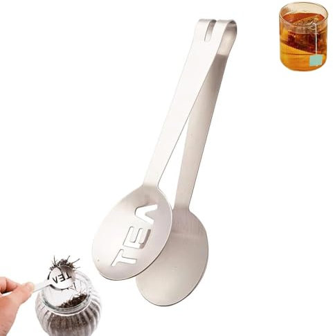 Pince à sachet de thé, pince à thé en acier inoxydable, pince à filtre à thé, pince à filtre à thé, support de sachet de thé pour saisir la cuillère à thé, cadeaux pour les amateurs de thé (argent)