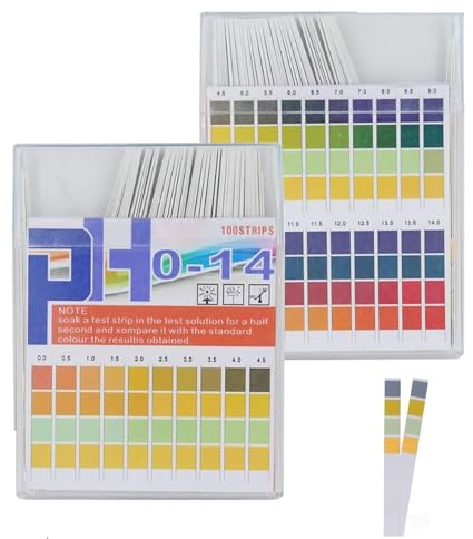 PH Teststreifen, 200 Stück Vierfarbiges Säure Basen Lackmuspapier, Messbereich PH 0-14 für Wasser, Aquarien, Laboratorien und zu Hause