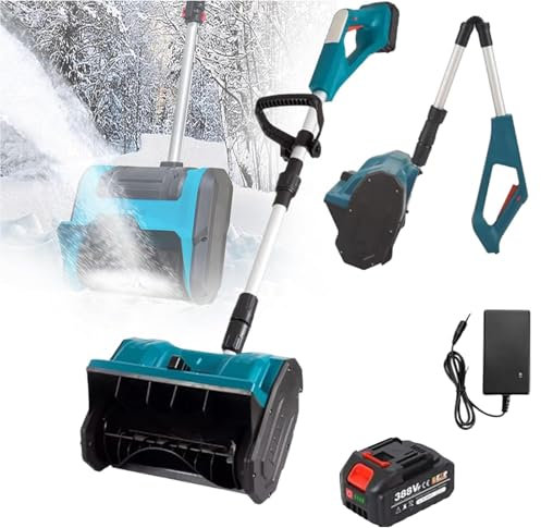 Spazzaneve Elettrico, Pala da Neve elettrica, Pala per la rimozione della Neve Senza Fili, lancianeve con spazzole, batterie e Caricabatterie, Regolazione in Tre direzioni, Pala da Neve senz