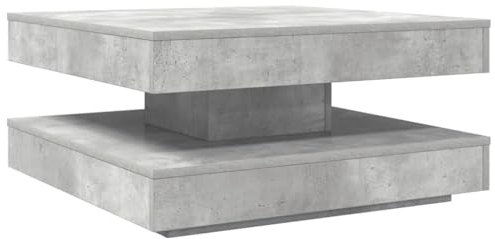 vidaXL Soffbord 360 grader vridbart betonggrå 70x70x34,5 cm, ändbord, vardagsrumsbord, soff bord, sidobord, sido bord, accentbord, mittbord
