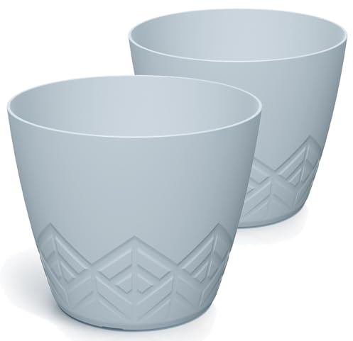 Tymar Blumentopf – Stilvoller Übertopf mit modernem Muster, 2pack, blumenübertopf_ARECO (Grau; ø 20 cm)