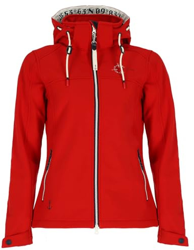 Dry Fashion Damen Softshelljacke Zingst - Jacke in Rot, Größe 40 | Atmungsaktiv, Wind- & wasserabweisend, Taillierter Schnitt, 2-Wege-Reißverschluss, Abnehmbare Kapuze, Reißverschluss-Taschen