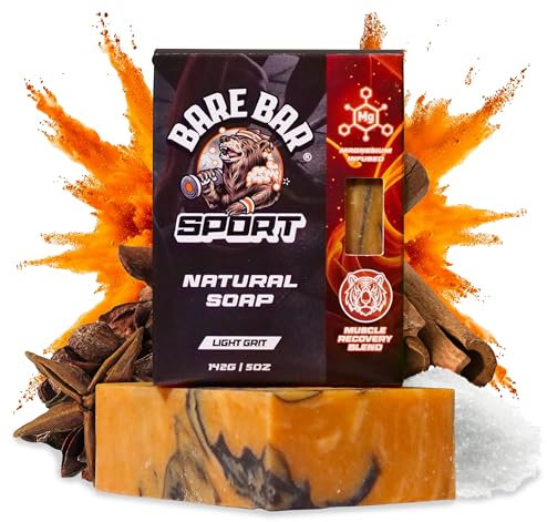 Muscle recovery soap, Bare Bar sport natural mens soap bar, magnesium infused epsom salts, sports bar, body wash, natural shower gel alternative, The Ultimate Post-Workout Recovery Boost