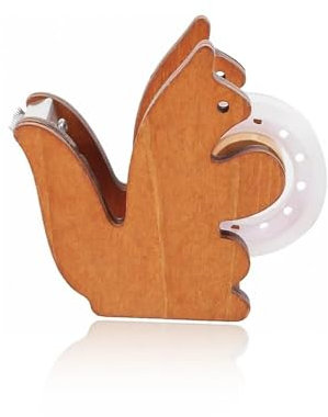 LINTRA Dispensador Cinta, Ardilla Dispensador Cinta Adhesiva, Vintage de Madera Dispensadores de Cinta de Embalaje, con Cinta Transparente, para Ancho de Cinta 23 mm