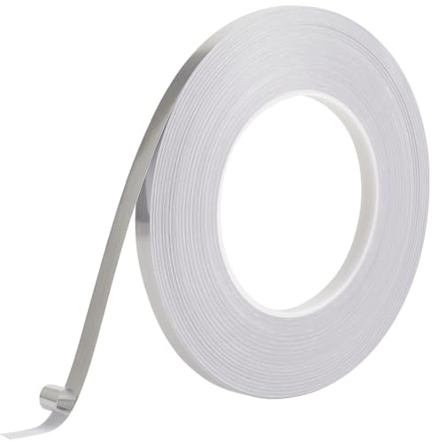 GORGECRAFT Silbernes Metallisiertes Polyesterfolienband 50 m X 8mm Selbstklebendes Gebürstetes Metallic Band Abziehen Und Aufkleben Spiegelrand Dichtungsleiste Zierleiste Für DIY Details Akzentwand