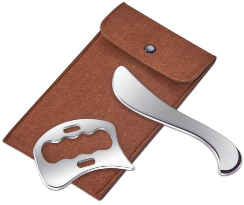 2 in 1 Muscle Scraper Stainless Steel Gua Sha Set Scraping Massage Tool, Soft Tissue Physical Therapy Used for Arms, Neck, Back, Legs
