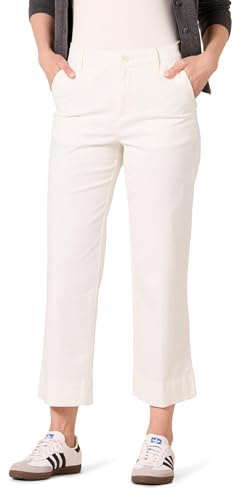 Amazon Essentials Women's High-Rise Slim-Fit Stretchy Ankle-Length Wide-Leg Khaki Pant, Eggshell White, 14 Long
