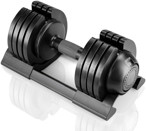 Justerbar hantel 10 kg 20 kg 24,5 kg hantlar set om 2, med halkskydd handtag, justerbara hantelskivor och förvaringsfack för hem, kontor, gym (20 kg x 1 – svart)