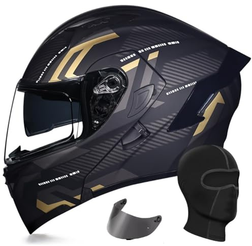 SYEBVTQ Motorrad Klapphelm ECE Zertifiziert Motorradhelm für Herren Damen Integralhelm Motorrad Helm mit Doppelvisier Sonnenblende Sturzhelm für Modular Helm Scooter Roller Moped Helm
