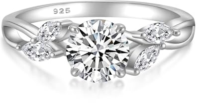 YL Anillo de Compromiso de Moissanita 1 Quilates de Plata de Ley 925 para Mujer Color D VVS1 de Moissanita Anillo de Promesa para Aniversario(Talla 17)