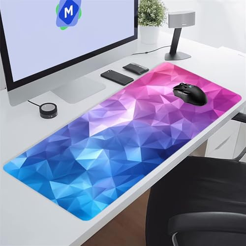 Tappetino Mouse XXL Gaming 1200x600x2 mm Blu Viola Geometrico Tappetino per Mouse Grande Cuscinetto per Tastiera Grande da Scrivania Gaming Mousepad Lavabile per Ufficio e casa