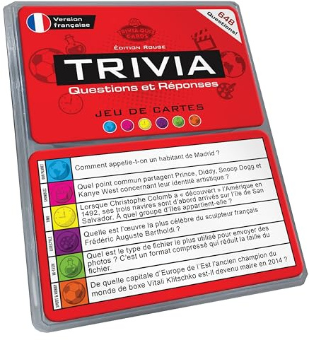 Recharge Trivia – Jeu de Quiz et Jeu de Cartes avec 648 Questions en 6 Catégories – Extension de Jeu de Société pour Adultes, Famille et Amis – Boîte de Voyage – Édition Française (Édition Rouge)