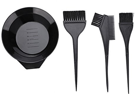 Pongnas Set di Pennelli e Ciotole Professionali per Colorare i Capelli 4 Pezzi Strumenti per Tintura dei Capelli di Alta qualità per Parrucchieri Spazzole in Plastica 20,5 Cm Ciotola