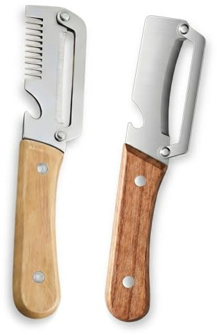 FIQLUL 2 Piezas Pelador de Verduras Multifuncional, Juego de Pelador y Cortador de Verdura en Juliana, Hoja de Acero Inoxidable y Mango Ergonómico, Utensilios de Cocina para Patatas, Frutas y Verduras