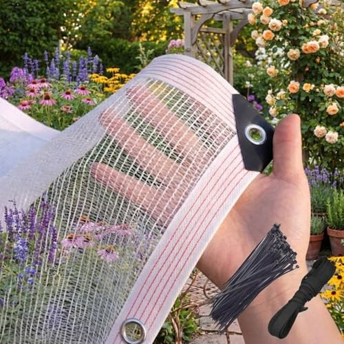 Rete Ombreggiante Bianca 50% Uv Resistente Traspirante H 100 120 150 200, Telo Ombreggiante Esterno con Occhielli Per Serra Balcone Giardino Orto, Vele Pergola Addossata(10x10m)