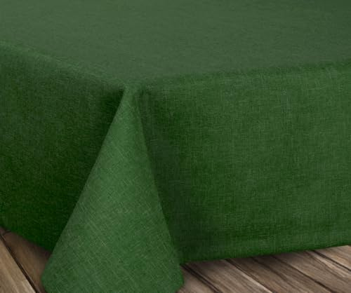 BEAUTEX Tischdecke Leinenoptik eckig 160x260 Dunkelgrün abwaschbar | fleckenabweisend, bügelfrei, pflegeleicht, Lotuseffekt, viele Größen & Farben, für Küche, Esszimmer, Balkon & Garten