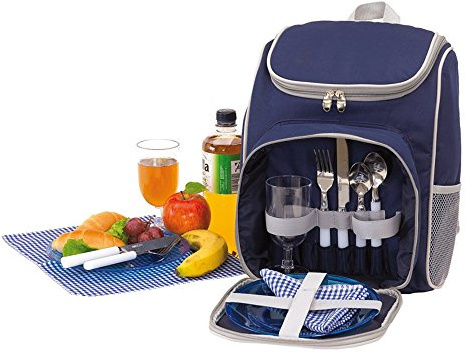 Okänd picknick ryggsäck för 2 personer 27 x 14 x 37 cm kylryggsäck lätt picknickväska massor av tillbehör