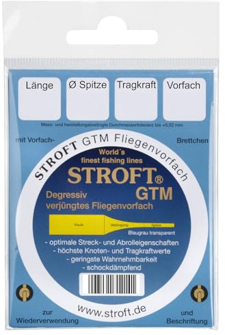 STROFT GTM Fliegenvorfach gezogenes Vorfach 7,5ft / 240cm alle Stärken (0,10mm - 7X)